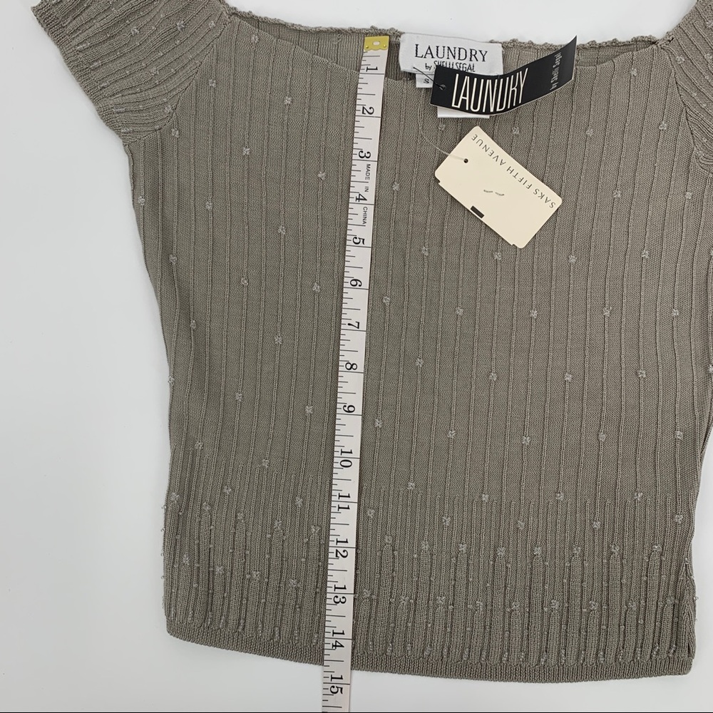 Vintage Laundry Shelli Segal 100% Silk Off Shoulder Beaded Embellishments Top S - Picture 2 of 10
